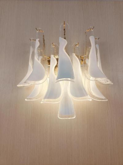  JL Light Style Murano glass wall sconce white feathers large version