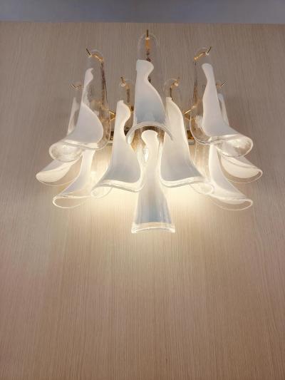  JL Light Style Murano glass wall sconce white feathers large version