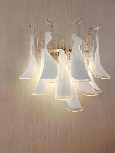  JL Light Style Murano glass wall sconce white feathers large version