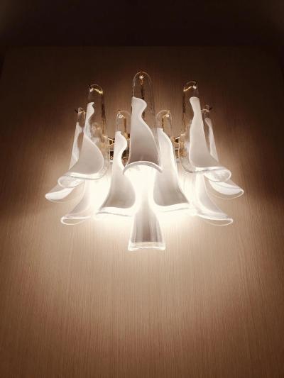  JL Light Style Murano glass wall sconce white feathers large version