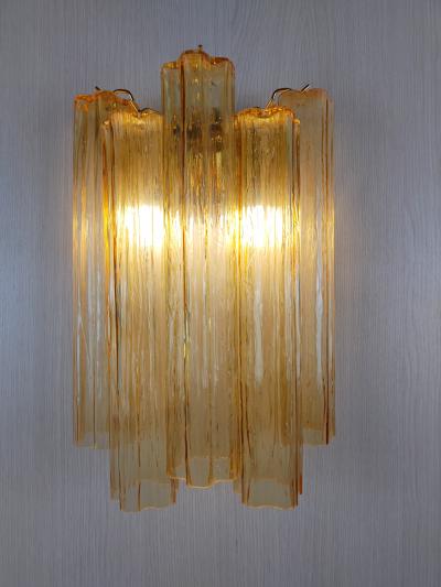  JL Light Style Murano glass wall sconce with amber long alternated tronchi glasses