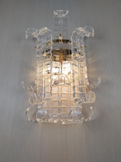  JL Light Style Murano glass wall sconce with clear alternated felci leaves
