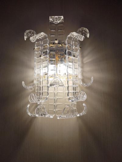  JL Light Style Murano glass wall sconce with clear alternated felci leaves