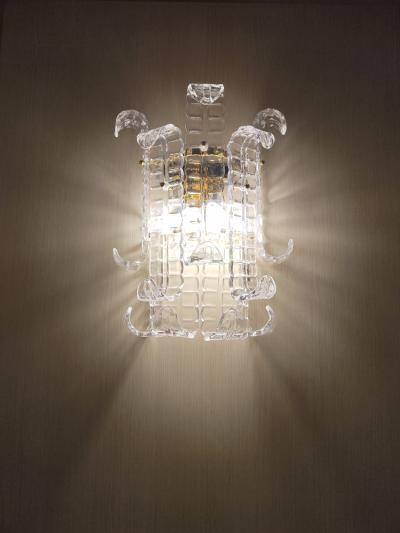  JL Light Style Murano glass wall sconce with clear alternated felci leaves