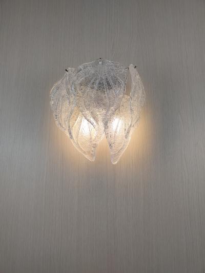  JL Light Style Murano glass wall sconce with clear flame leaves