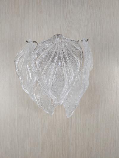  JL Light Style Murano glass wall sconce with clear flame leaves
