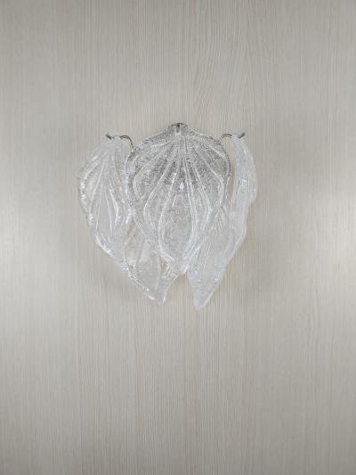  JL Light Style Murano glass wall sconce with clear flame leaves