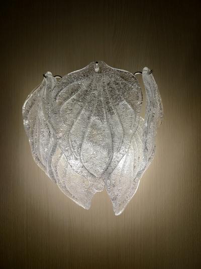  JL Light Style Murano glass wall sconce with clear flame leaves