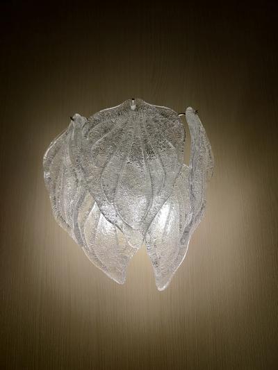  JL Light Style Murano glass wall sconce with clear flame leaves