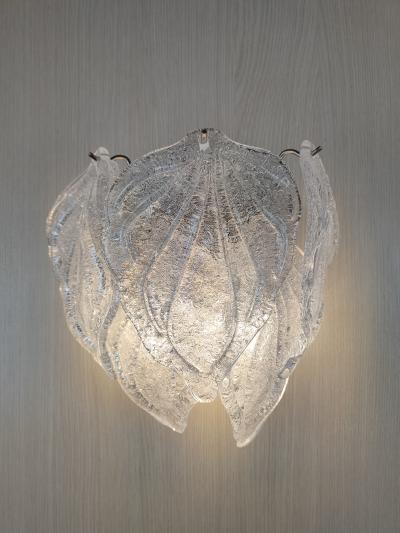  JL Light Style Murano glass wall sconce with clear flame leaves