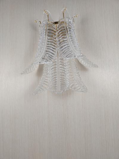  JL Light Style Murano glass wall sconce with clear large felci leaves