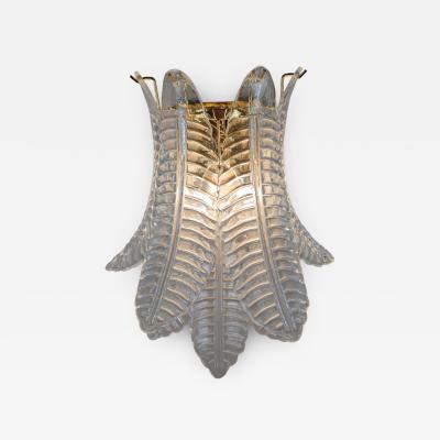  JL Light Style Murano glass wall sconce with clear large felci leaves