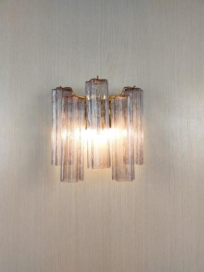  JL Light Style Murano glass wall sconce with side alternated mauve tronchi glasses