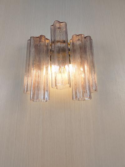  JL Light Style Murano glass wall sconce with side alternated mauve tronchi glasses