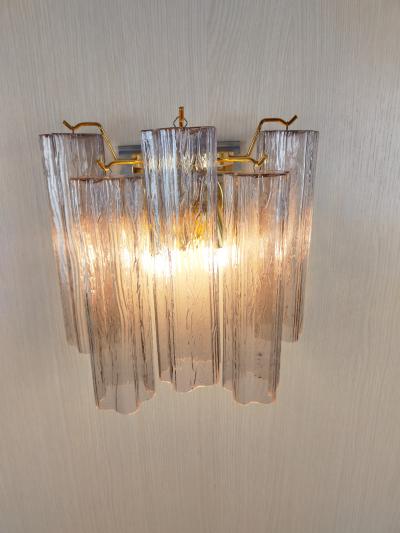  JL Light Style Murano glass wall sconce with side alternated mauve tronchi glasses