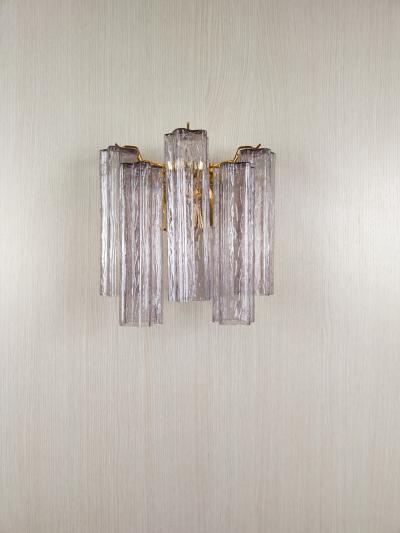  JL Light Style Murano glass wall sconce with side alternated mauve tronchi glasses