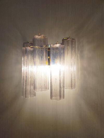  JL Light Style Murano glass wall sconce with side alternated mauve tronchi glasses