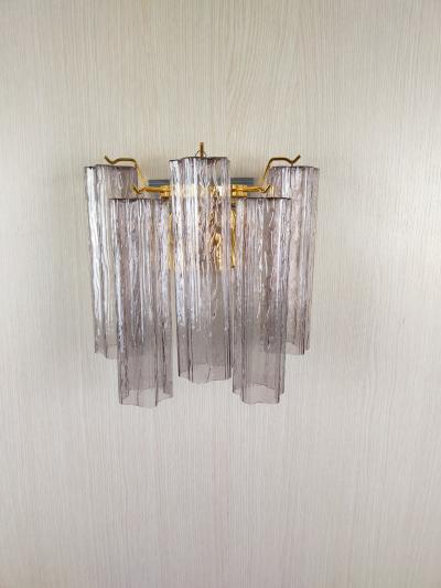 JL Light Style Murano glass wall sconce with side alternated mauve tronchi glasses