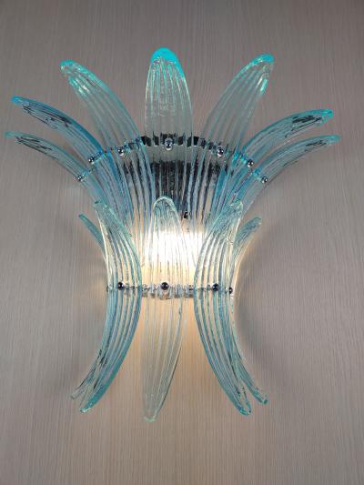  JL Light Style Murano glass wall sconce with turquoise palmette leaves