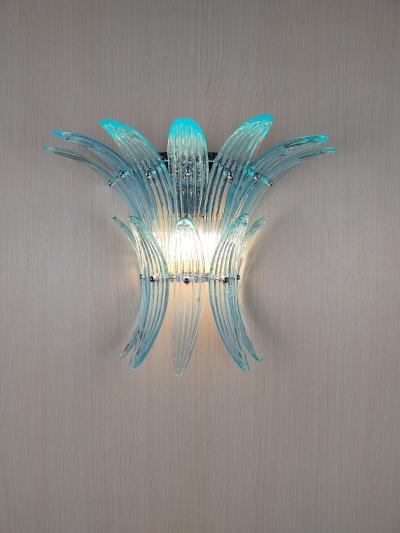  JL Light Style Murano glass wall sconce with turquoise palmette leaves