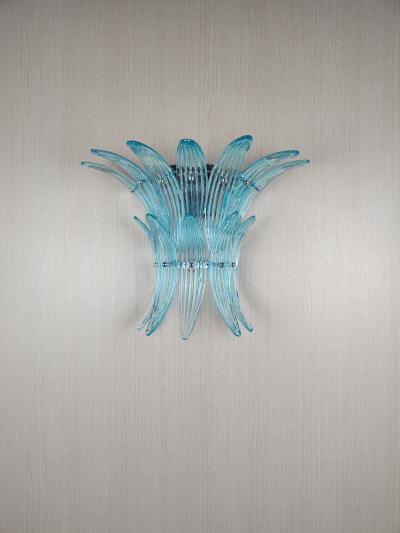 JL Light Style Murano glass wall sconce with turquoise palmette leaves