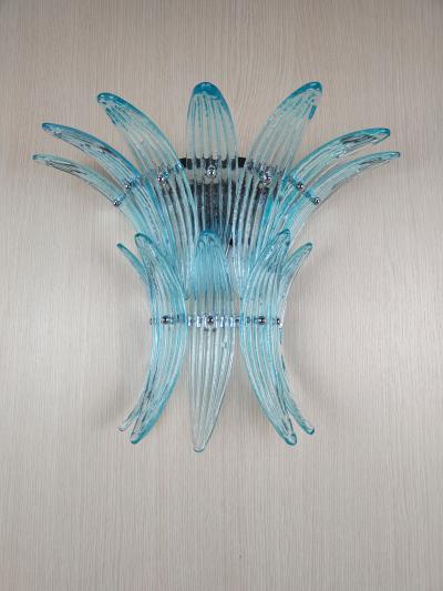  JL Light Style Murano glass wall sconce with turquoise palmette leaves
