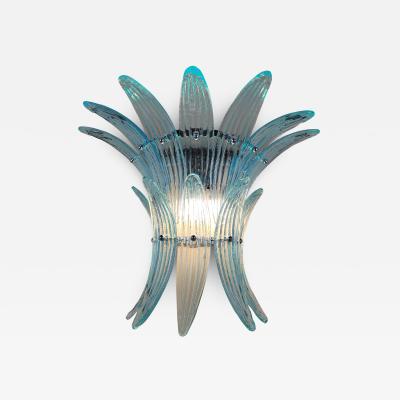  JL Light Style Murano glass wall sconce with turquoise palmette leaves