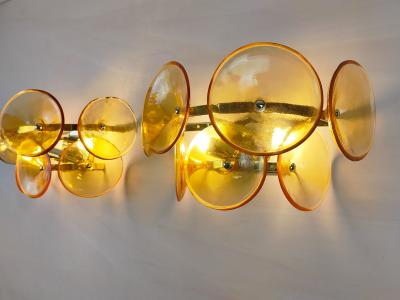  JL Light Style Pair of Murano glass wall sconces with amber Trumpets