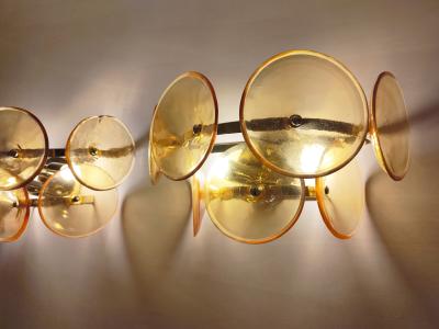  JL Light Style Pair of Murano glass wall sconces with amber Trumpets