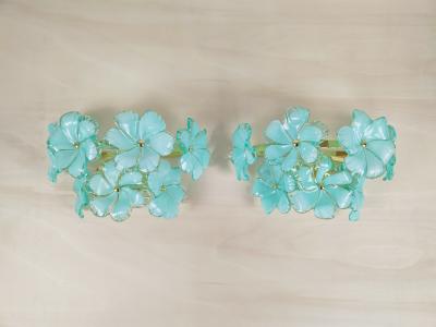  JL Light Style Pair of Murano glass wall sconces with green flowers