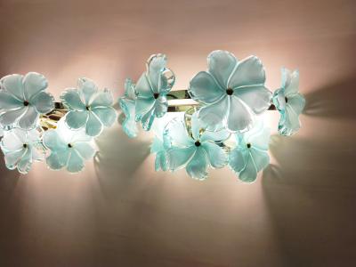  JL Light Style Pair of Murano glass wall sconces with green flowers