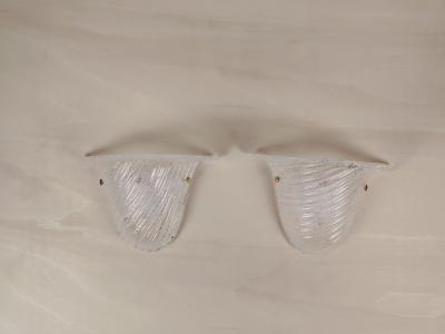  JL Light Style Pair of Murano glass wall sconces with half cup oblique striped clear grained