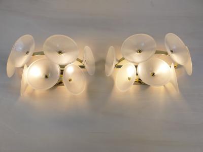  JL Light Style Pair of Murano glass wall sconces with satin Trumpets