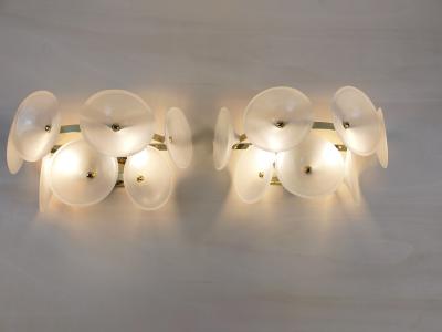  JL Light Style Pair of Murano glass wall sconces with satin Trumpets