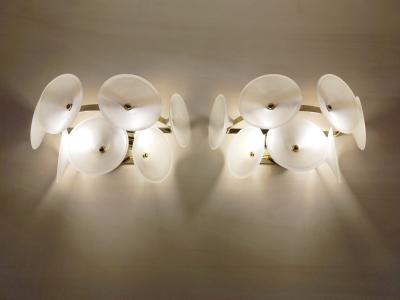  JL Light Style Pair of Murano glass wall sconces with satin Trumpets