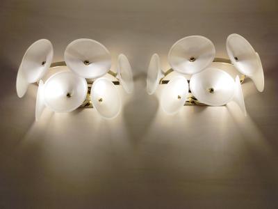  JL Light Style Pair of Murano glass wall sconces with satin Trumpets