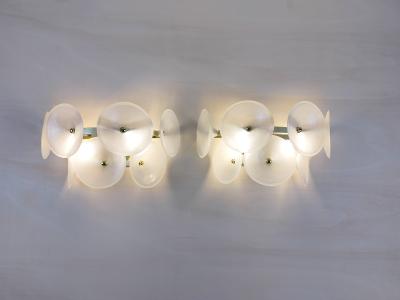  JL Light Style Pair of Murano glass wall sconces with satin Trumpets