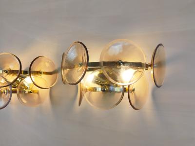  JL Light Style Pair of Murano glass wall sconces with smokey brown Trumpets