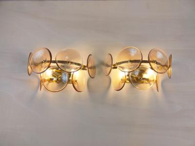  JL Light Style Pair of Murano glass wall sconces with smokey brown Trumpets