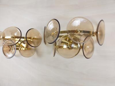  JL Light Style Pair of Murano glass wall sconces with smokey brown Trumpets