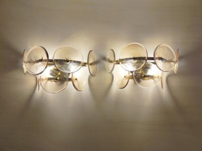  JL Light Style Pair of Murano glass wall sconces with smokey brown Trumpets