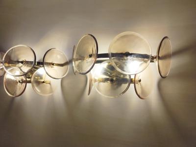  JL Light Style Pair of Murano glass wall sconces with smokey brown Trumpets