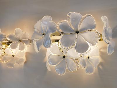  JL Light Style Pair of Murano glass wall sconces with white flowers