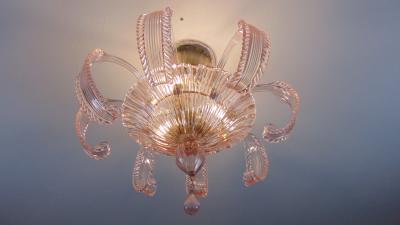  JL Light Style Pink rugiada Murano glass flush mount
