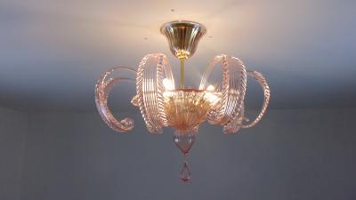  JL Light Style Pink rugiada Murano glass flush mount