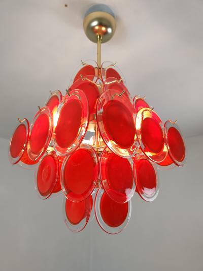  JL Light Style Red Murano glass discs chandelier in square shape