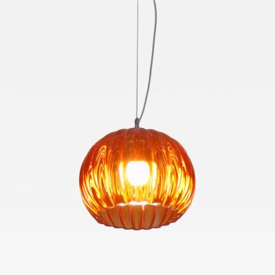  JL Light Style Ribbed glass orange sphere Murano glass pendant