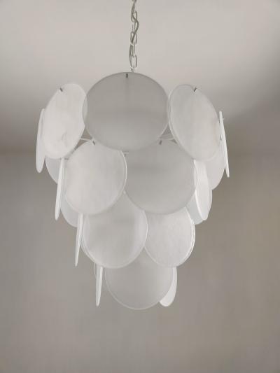 JL Light Style Satin white Murano glass round discs chandelier