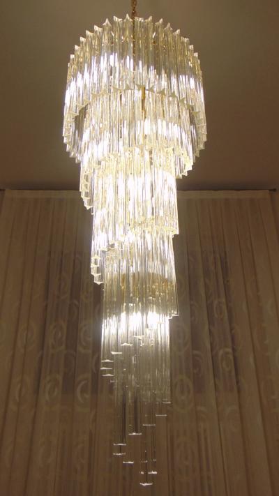  JL Light Style Spiral clear Murano glass triedri chandelier