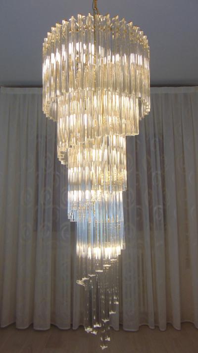  JL Light Style Spiral clear Murano glass triedri chandelier